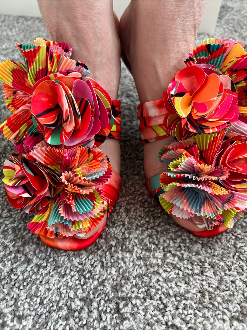 Ganni Red Multicolor Floral Heeled Sandals - Picture 5 of 9